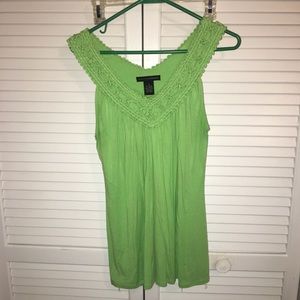 Lime green tank with crochet detail